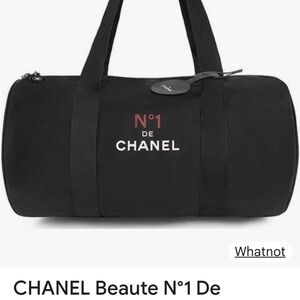 Authentic GWP CHANEL Black Duffel Bag with Red Accents